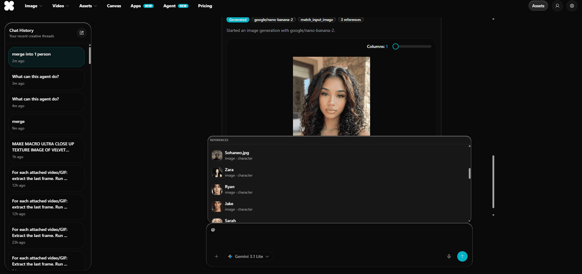 UniCan agent UI screenshot