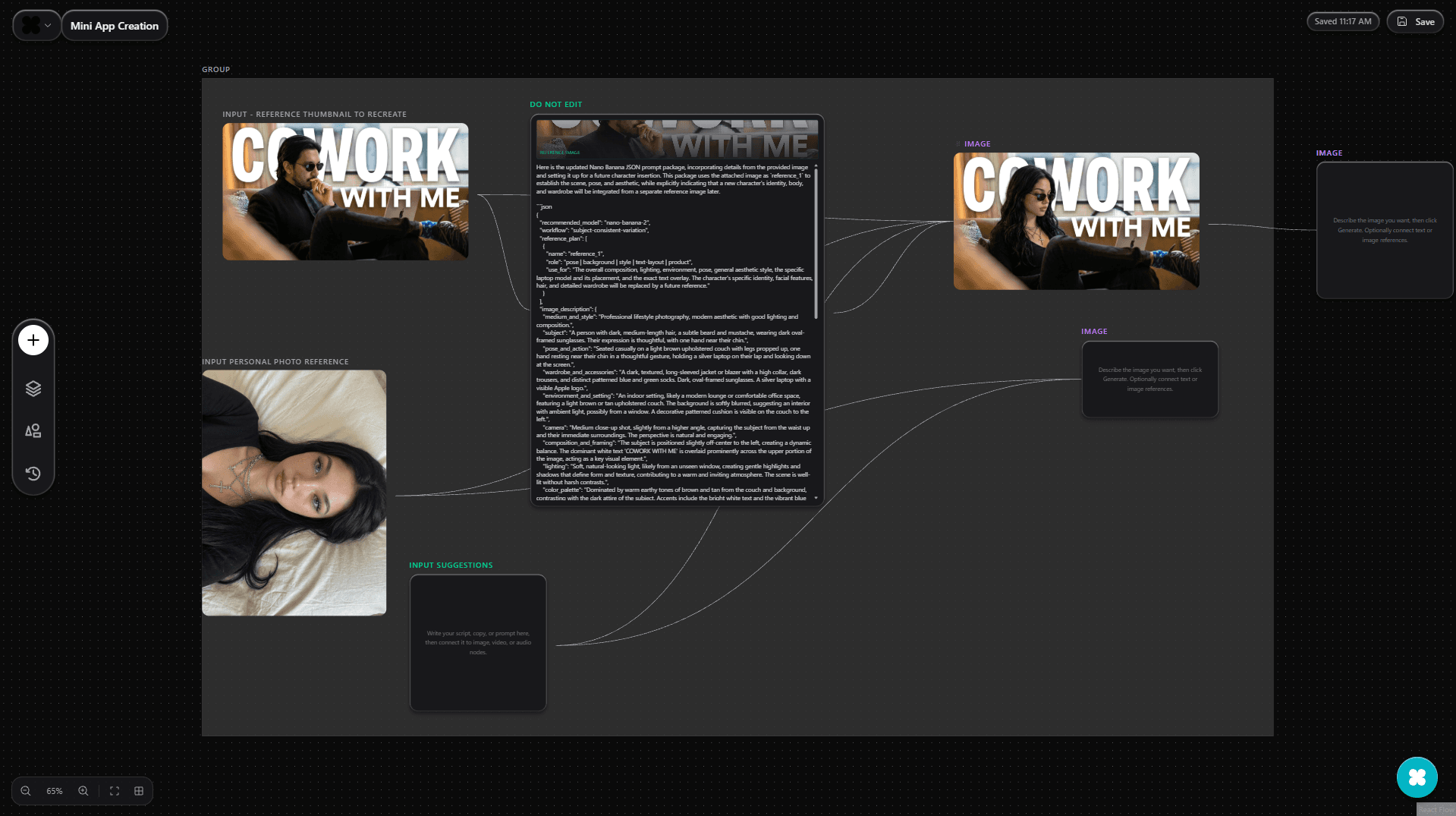 UniCan workflow UI screenshot